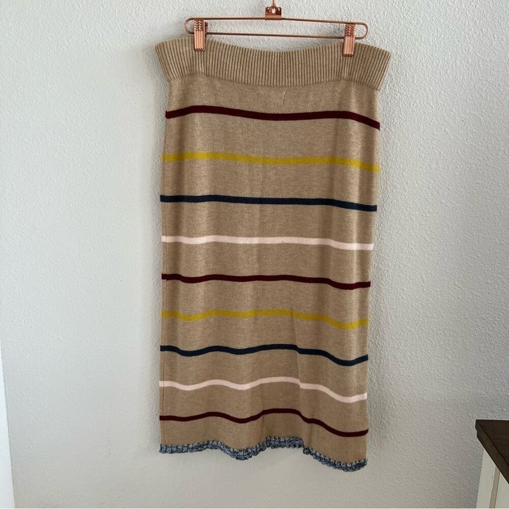 Lou & Grey Neutral Stripe Midi Skirt Soft Medium